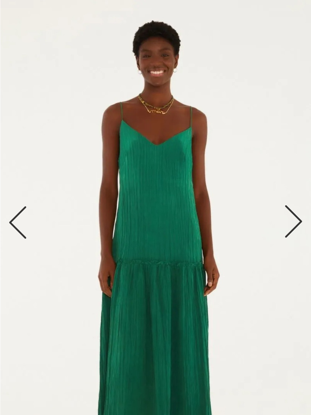NWT FARM Rio Emerald Green Pleated Slip Maxi Dress - Picture 5 of 7